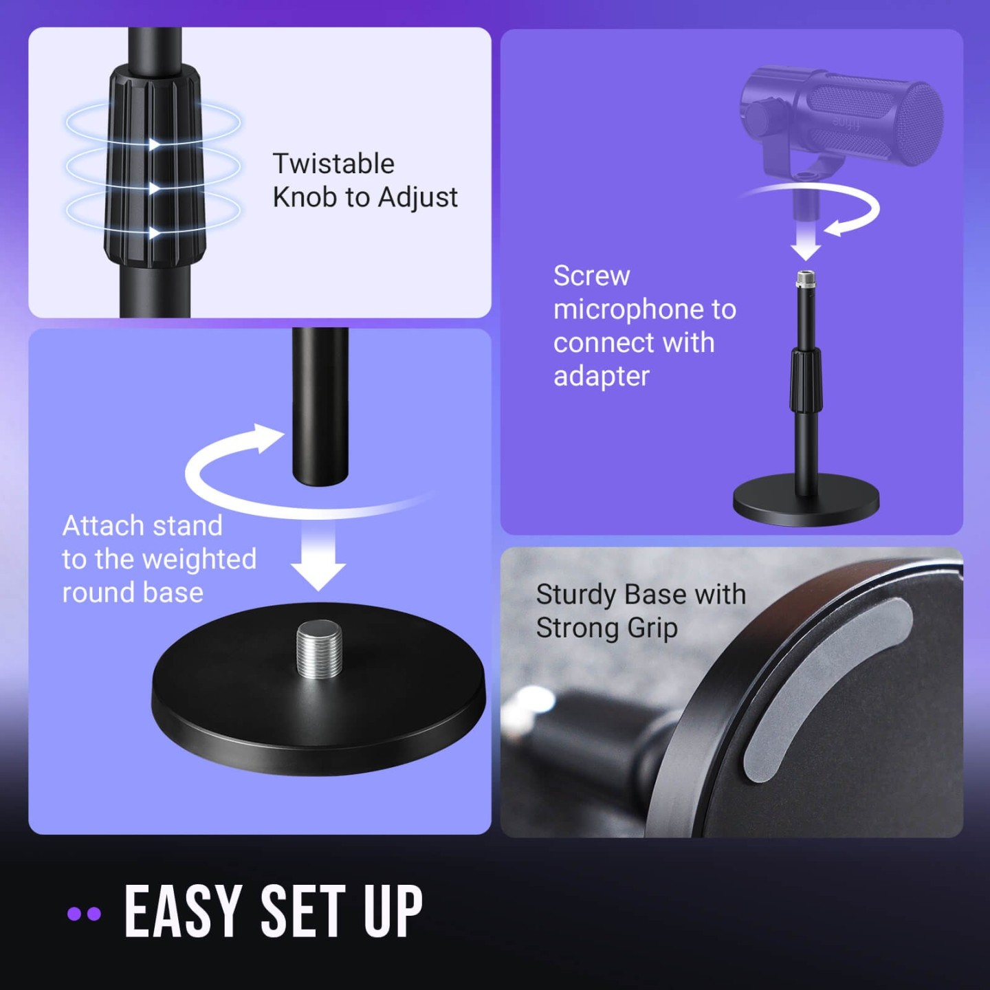FIFINE BS1 – Pied de table pour micro avec tube télescopique