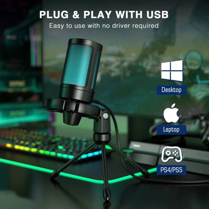 FIFINE AmpliGame A2 – Micro USB à condensateur RGB