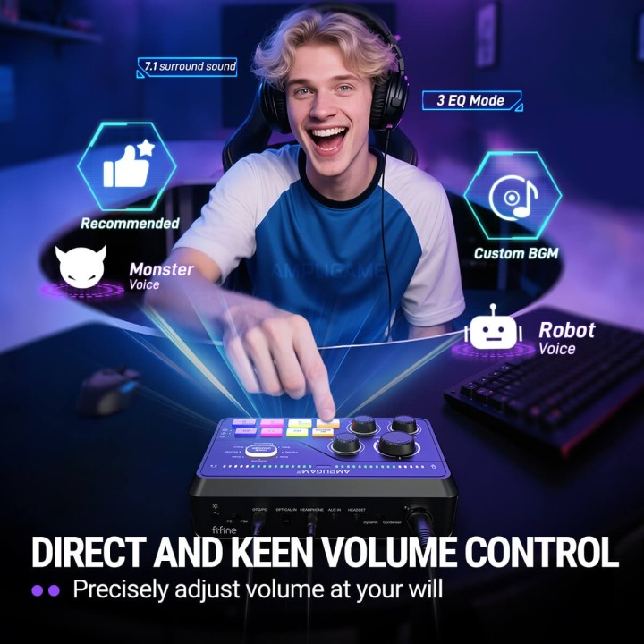 FIFINE AmpliGame SC8 – Mixeur audio gaming RGB