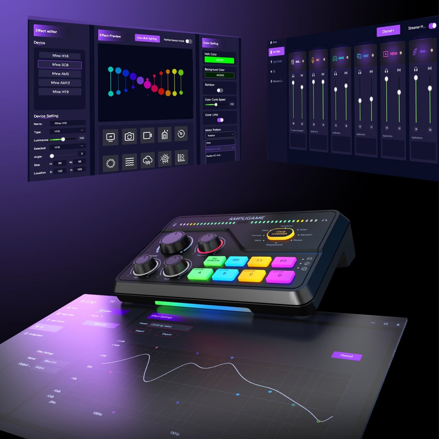 FIFINE AmpliGame SC8 – Mixeur audio gaming RGB