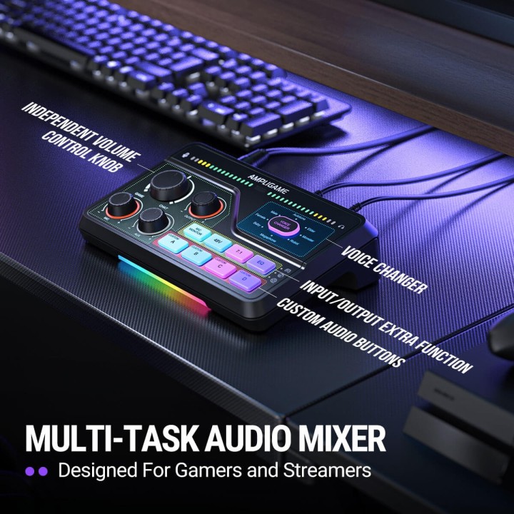 FIFINE AmpliGame SC8 – Mixeur audio gaming RGB