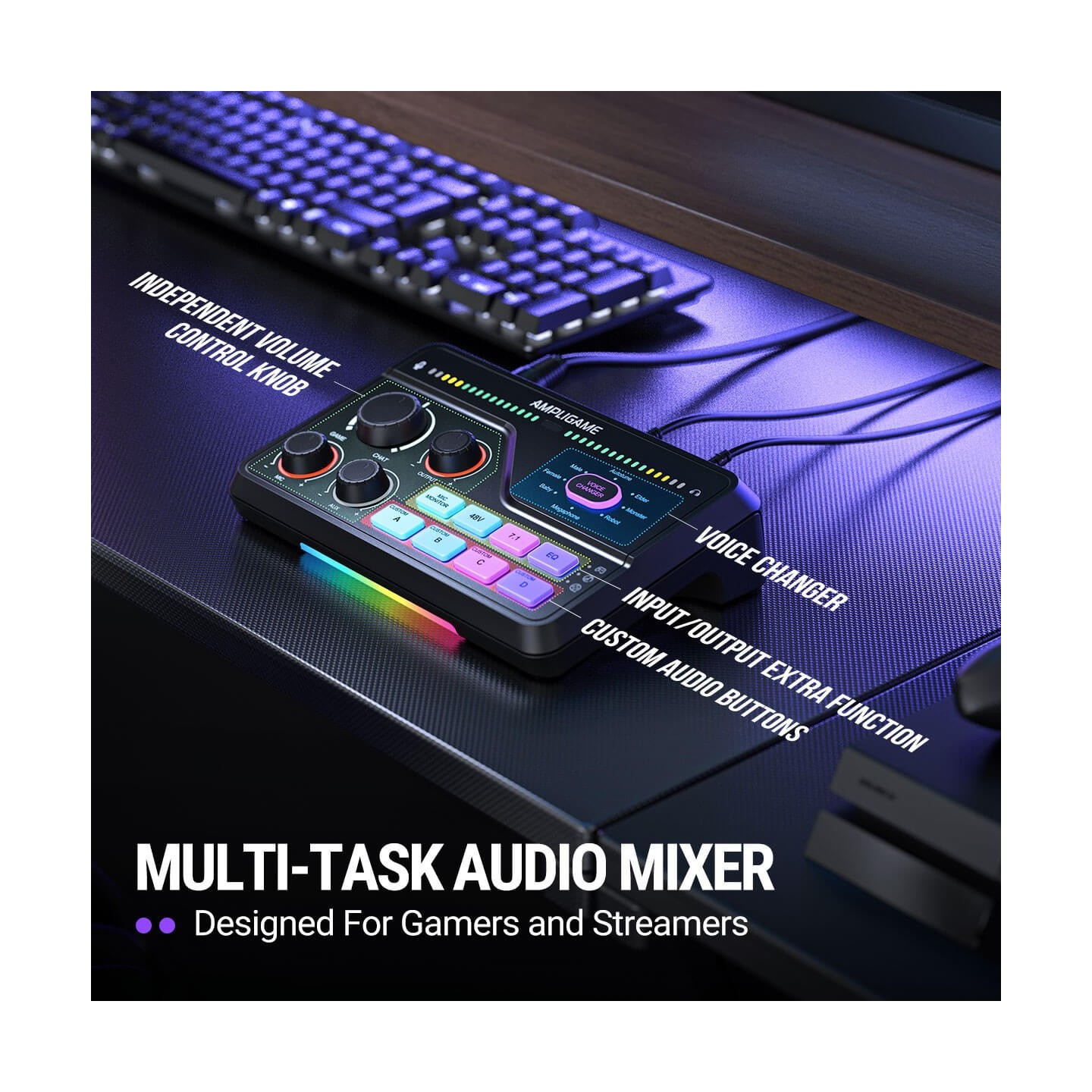 FIFINE AmpliGame SC8 – Mixeur audio gaming RGB