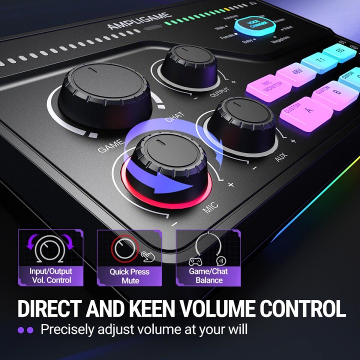 FIFINE AmpliGame SC8 – Mixeur audio gaming RGB