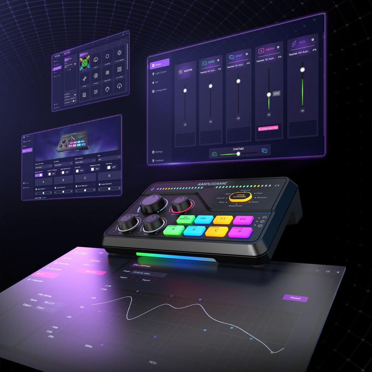 FIFINE AmpliGame SC8 – Mixeur audio gaming RGB