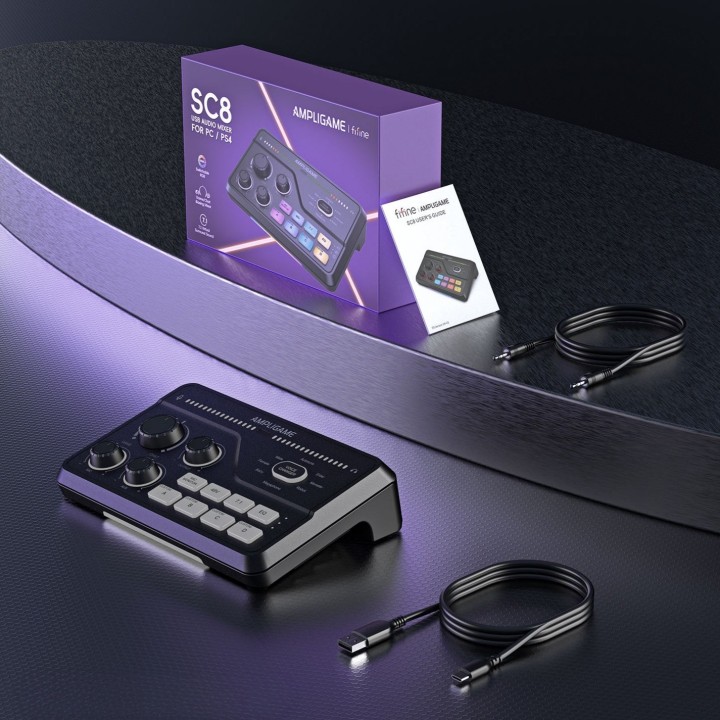 FIFINE AmpliGame SC8 – Mixeur audio gaming RGB