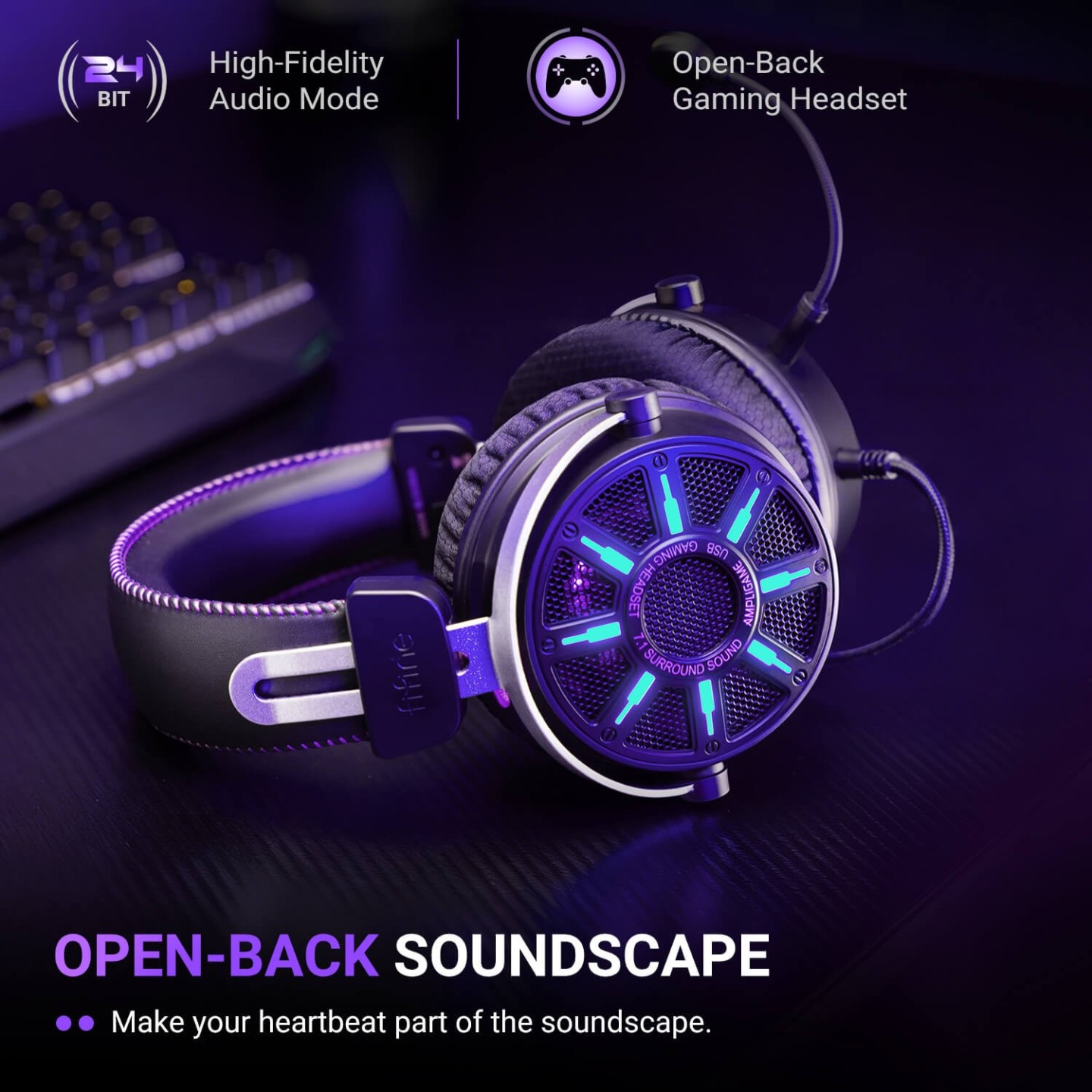 FIFINE AmpliGame H19 – Casque gaming filaire ouvert RGB