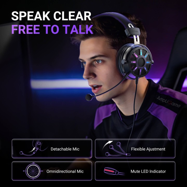 FIFINE AmpliGame H19 – Casque gaming filaire ouvert RGB