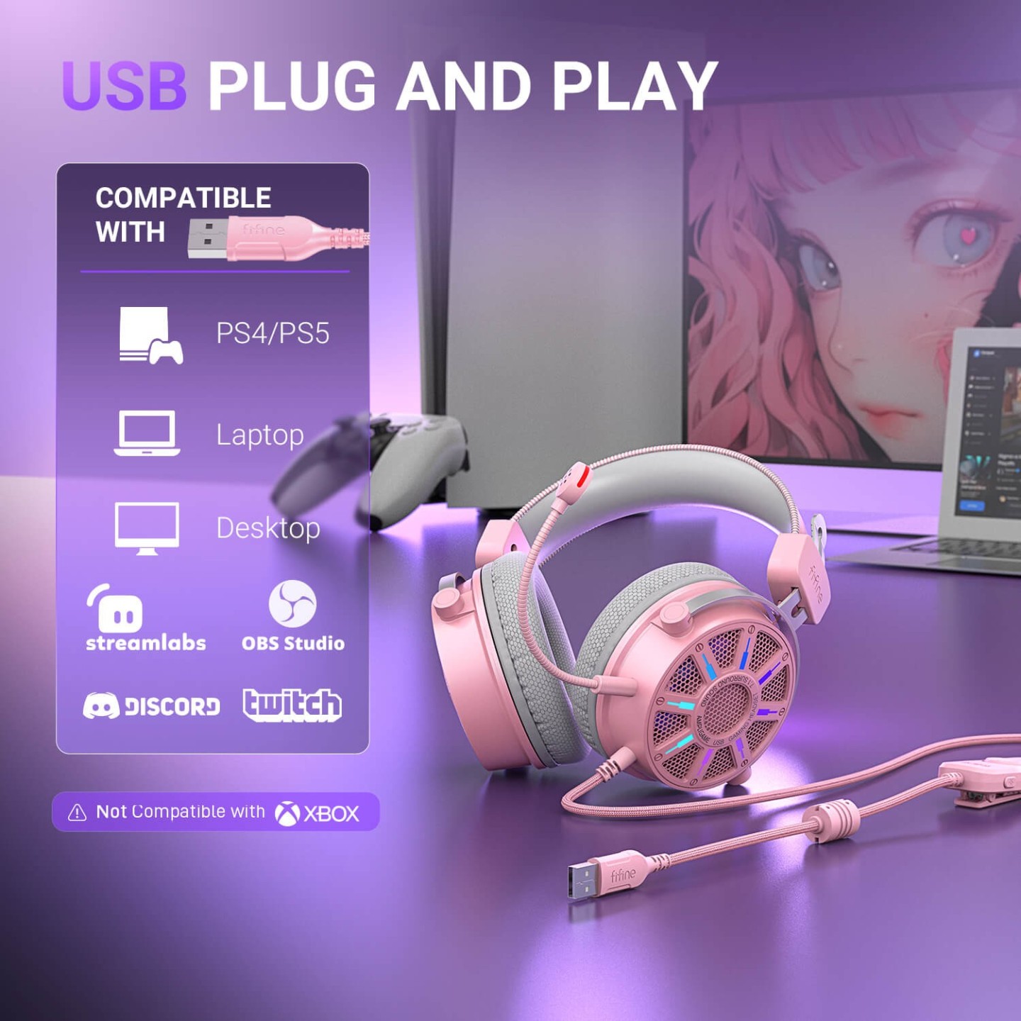 FIFINE AmpliGame H19 – Casque gaming filaire ouvert RGB