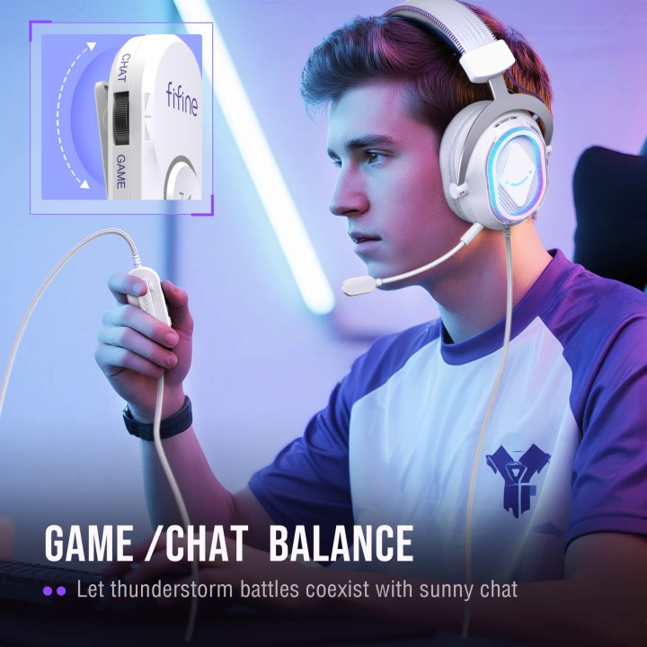 FIFINE AmpliGame H13 – Casque gaming filaire USB RGB