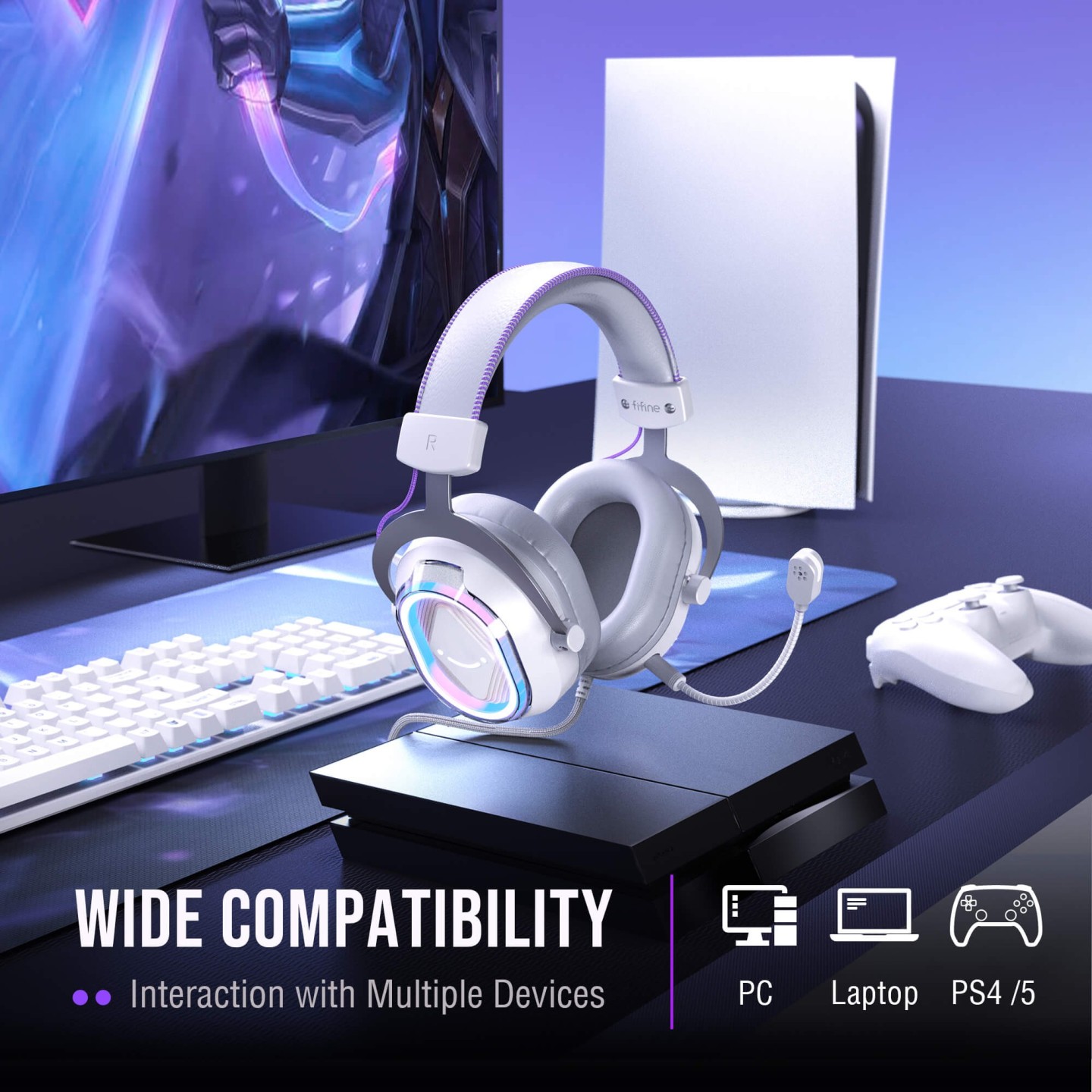FIFINE AmpliGame H13 – Casque gaming filaire USB RGB