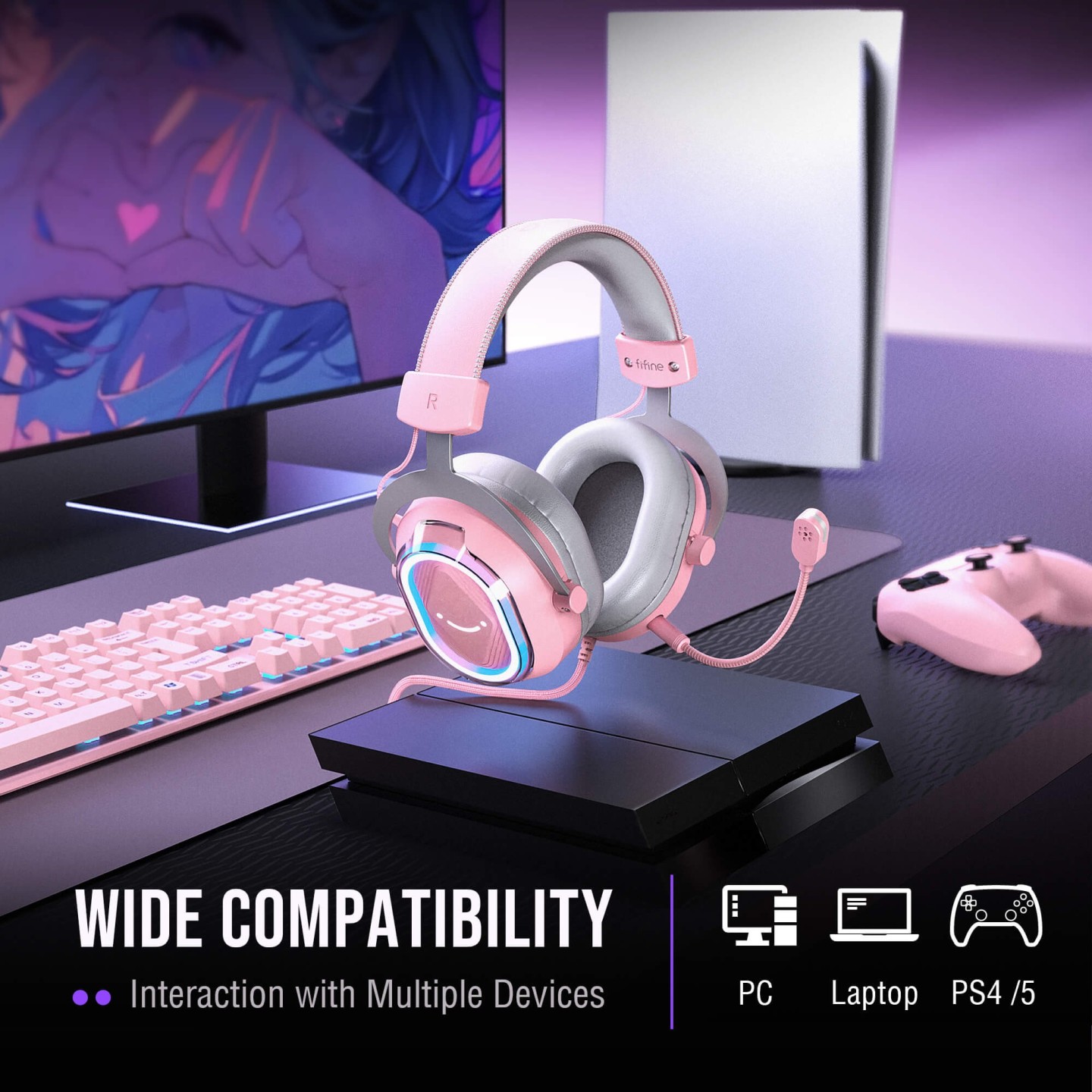 FIFINE AmpliGame H13 – Casque gaming filaire USB RGB