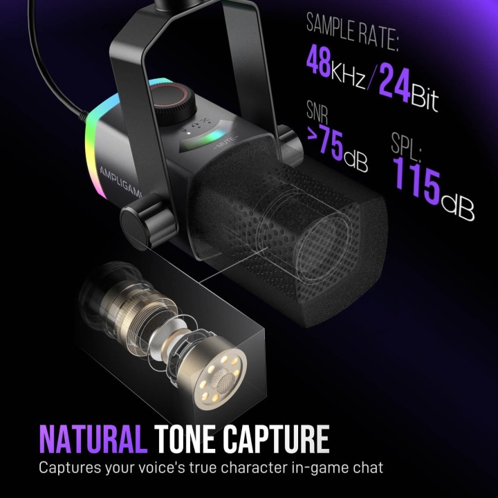 FIFINE AmpliGame AM8PROT – Kit micro dynamique USB/XLR avec bras RGB