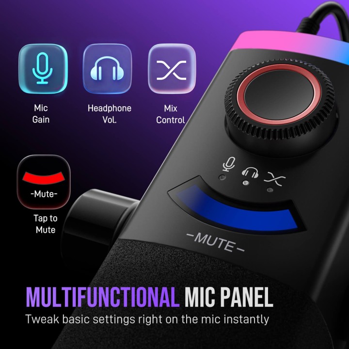 FIFINE AmpliGame AM8PROT – Kit micro dynamique USB/XLR avec bras RGB
