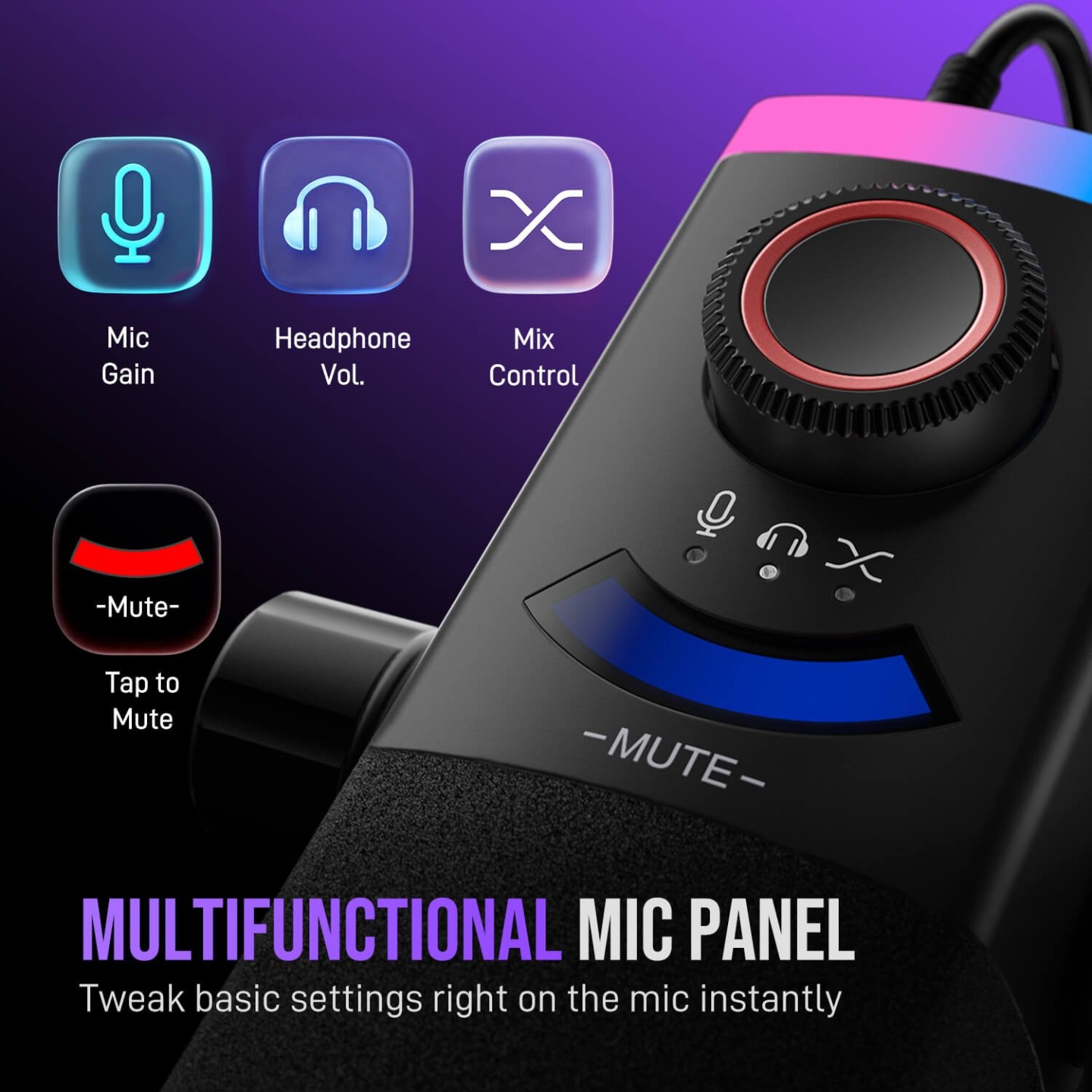 FIFINE AmpliGame AM8PROT – Kit micro dynamique USB/XLR avec bras RGB