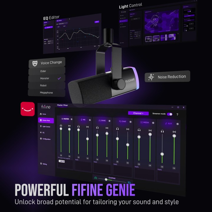 FIFINE AmpliGame AM8PROT – Kit micro dynamique USB/XLR avec bras RGB