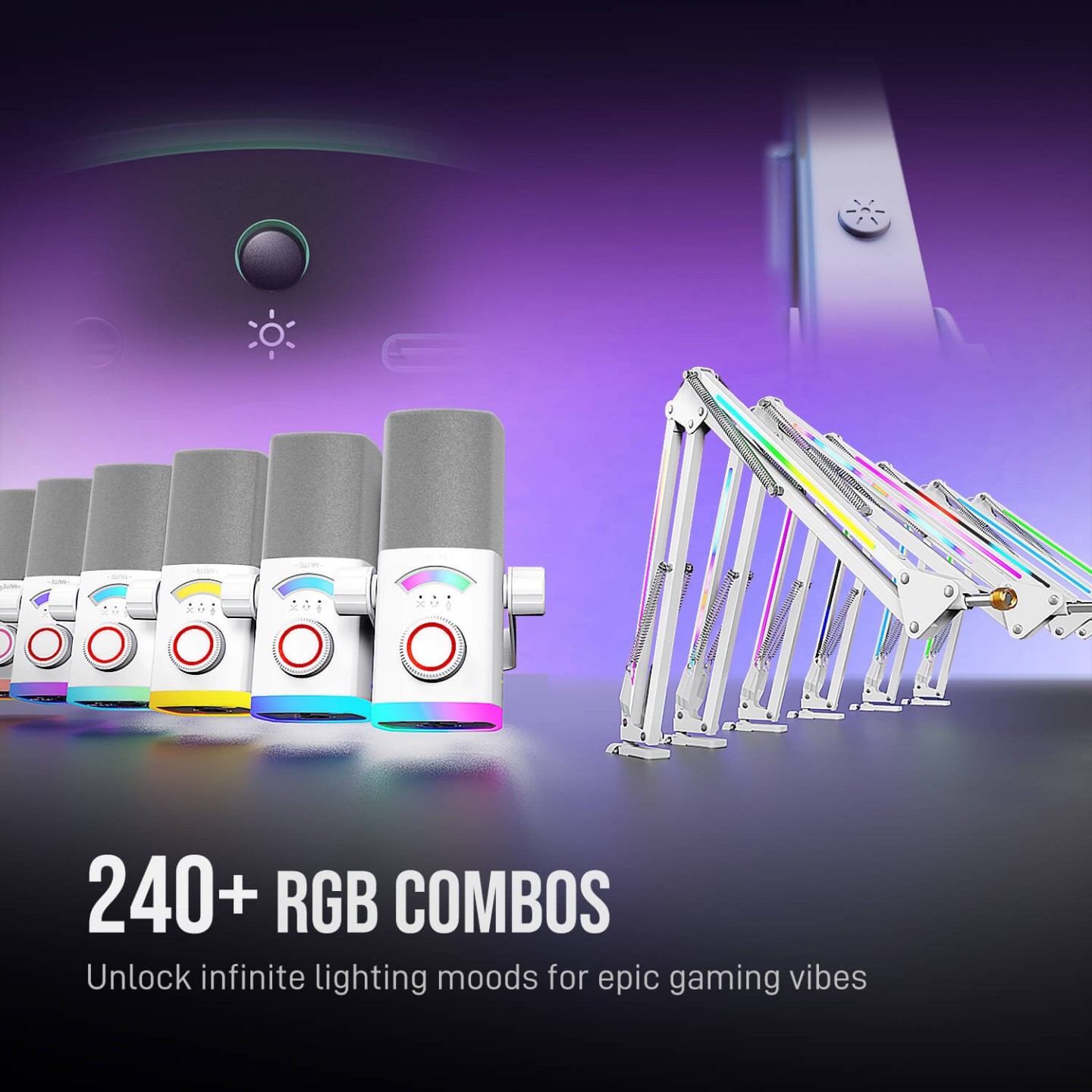 FIFINE AmpliGame AM8PROT – Kit micro dynamique USB/XLR avec bras RGB