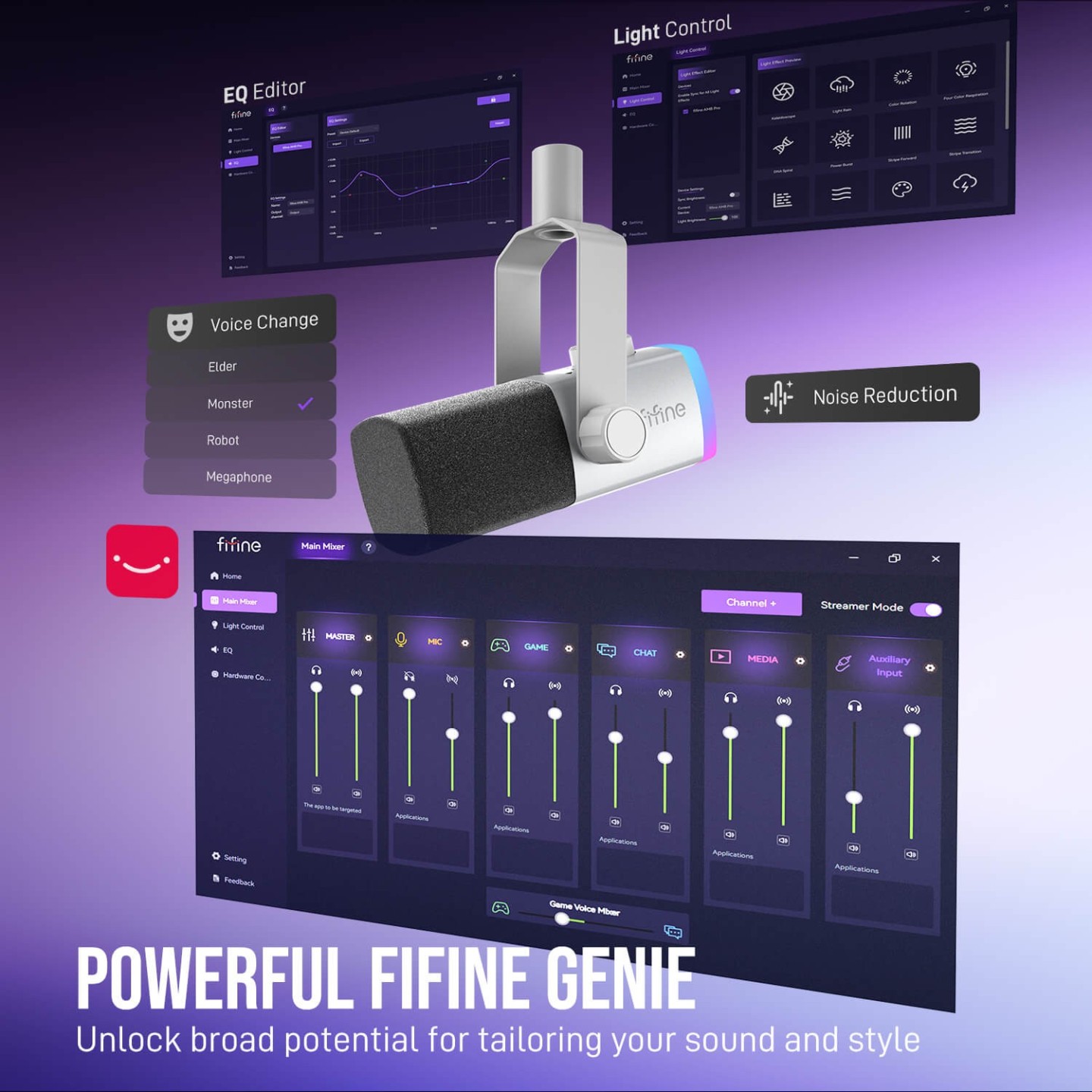 FIFINE AmpliGame AM8PROT – Kit micro dynamique USB/XLR avec bras RGB