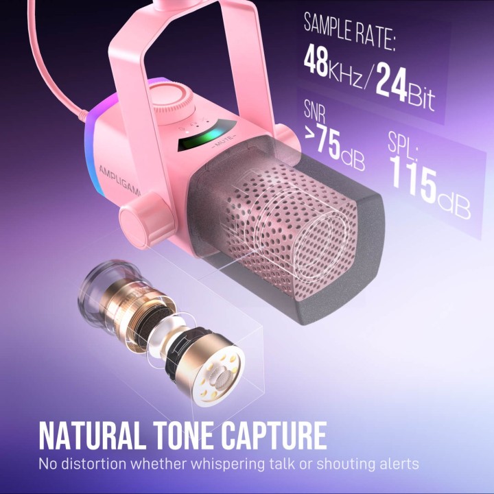 FIFINE AmpliGame AM8PROT – Kit micro dynamique USB/XLR avec bras RGB