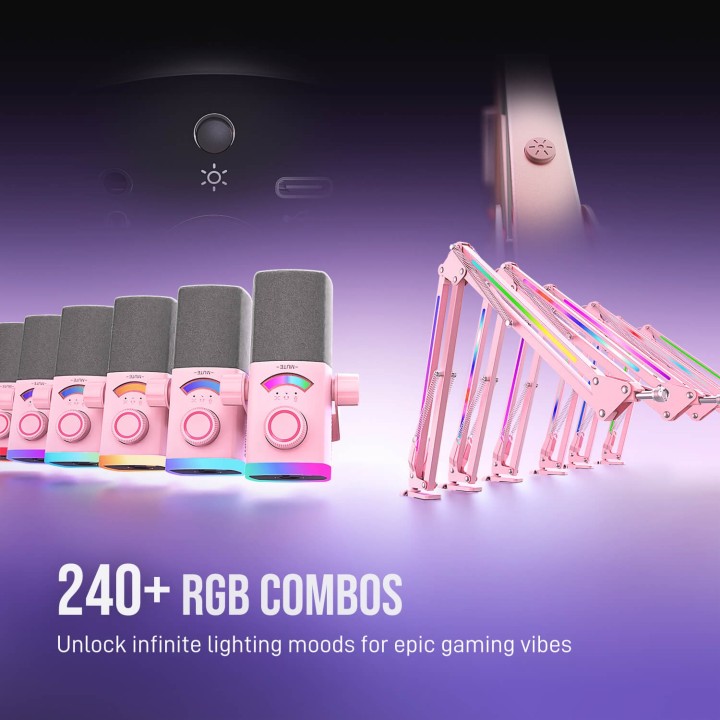 FIFINE AmpliGame AM8PROT – Kit micro dynamique USB/XLR avec bras RGB