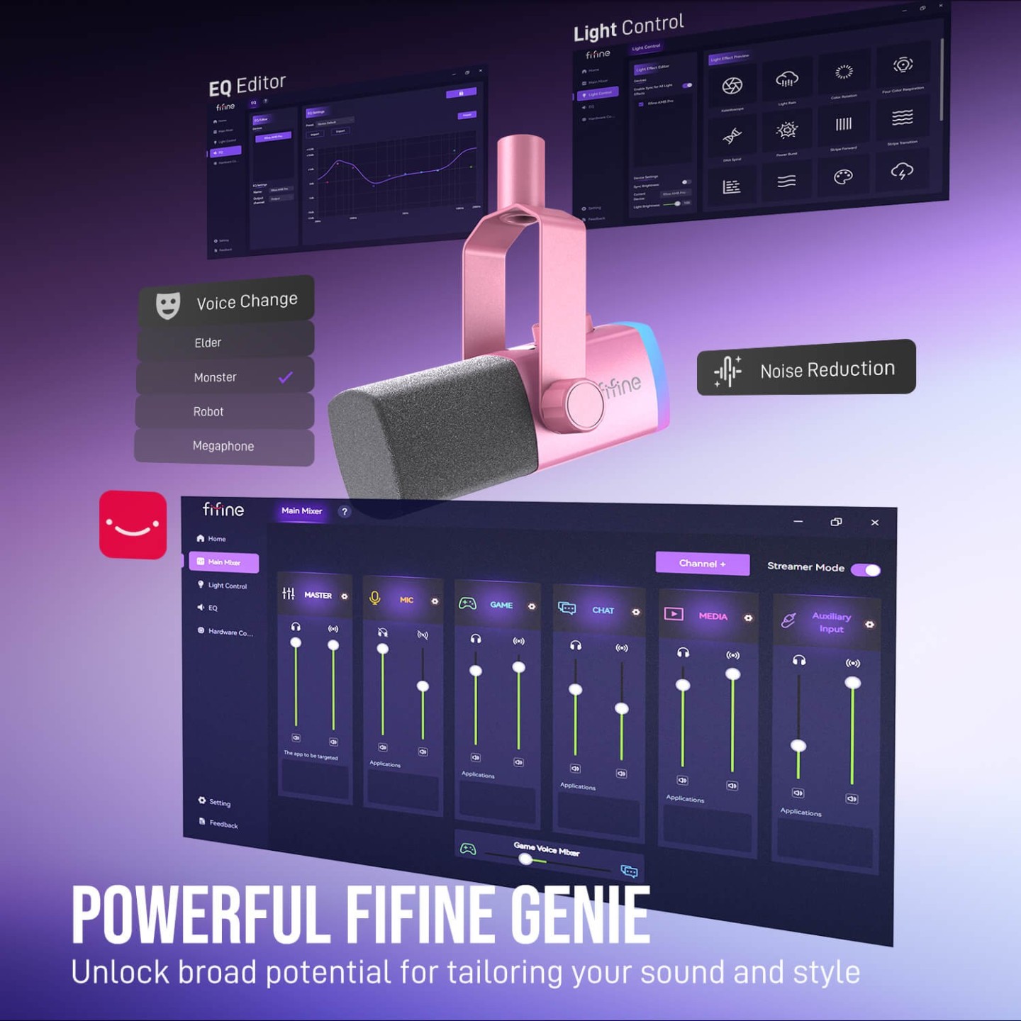 FIFINE AmpliGame AM8PROT – Kit micro dynamique USB/XLR avec bras RGB