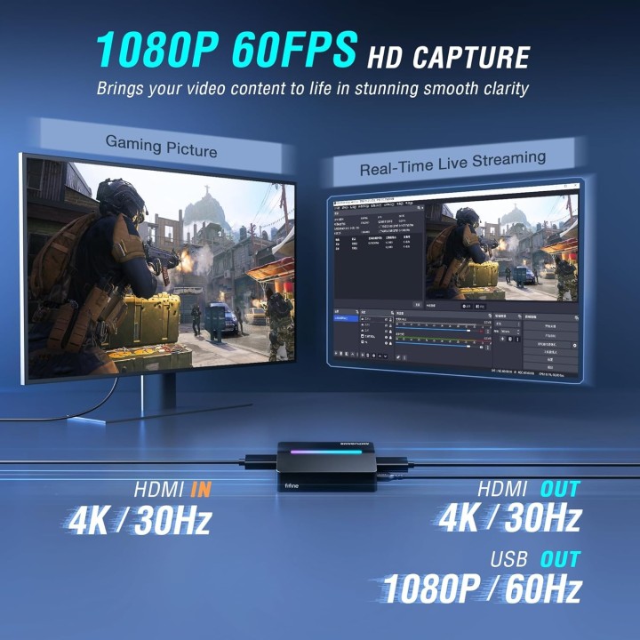 FIFINE AmpliGame V3 – Carte de capture HD 4K/2K/1080p avec RGB