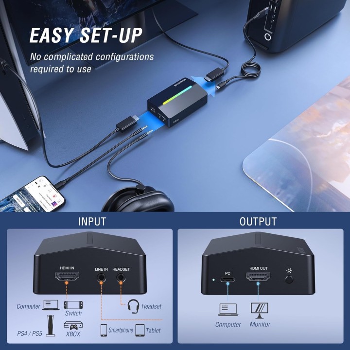 FIFINE AmpliGame V3 – Carte de capture HD 4K/2K/1080p avec RGB