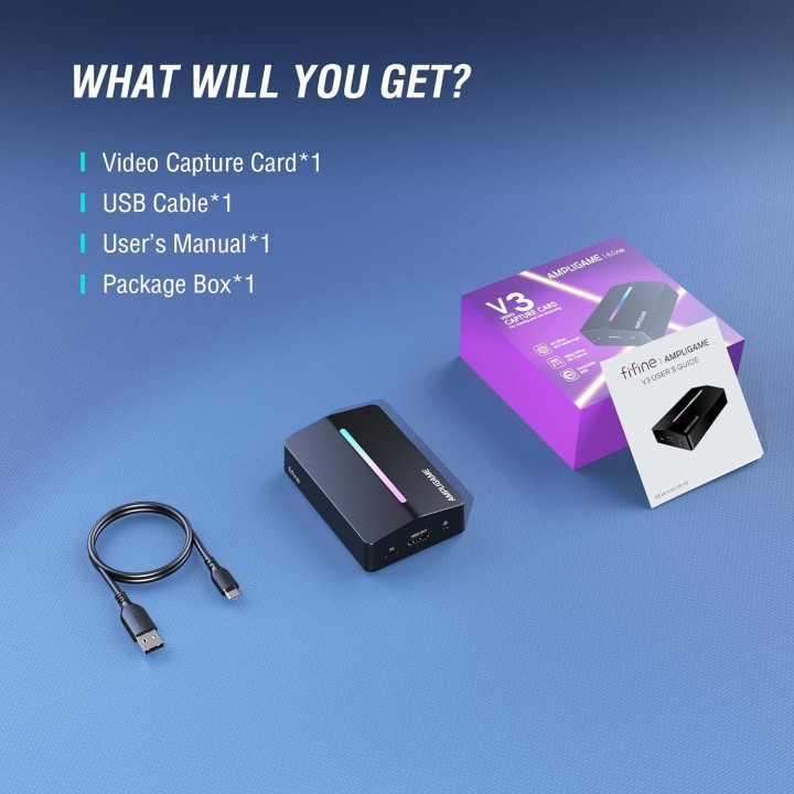 FIFINE AmpliGame V3 – Carte de capture HD 4K/2K/1080p avec RGB