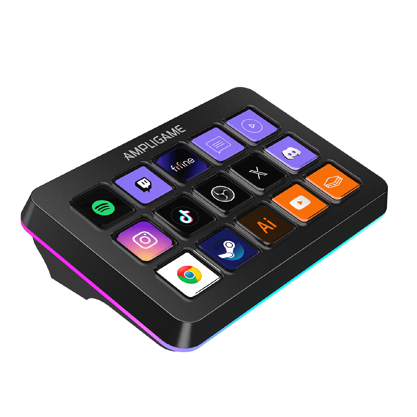 FIFINE AmpliGame D6 – Contrôleur de stream à 15 touches avec RGB