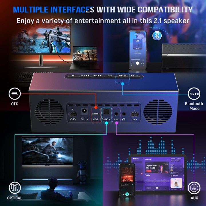 FIFINE AmpliGame A22 – Enceintes Bluetooth avec éclairage RGB