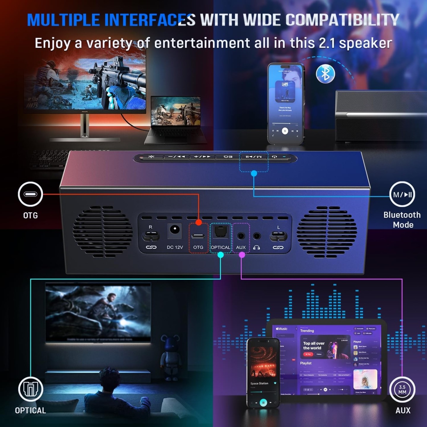 FIFINE AmpliGame A22 – Enceintes Bluetooth avec éclairage RGB