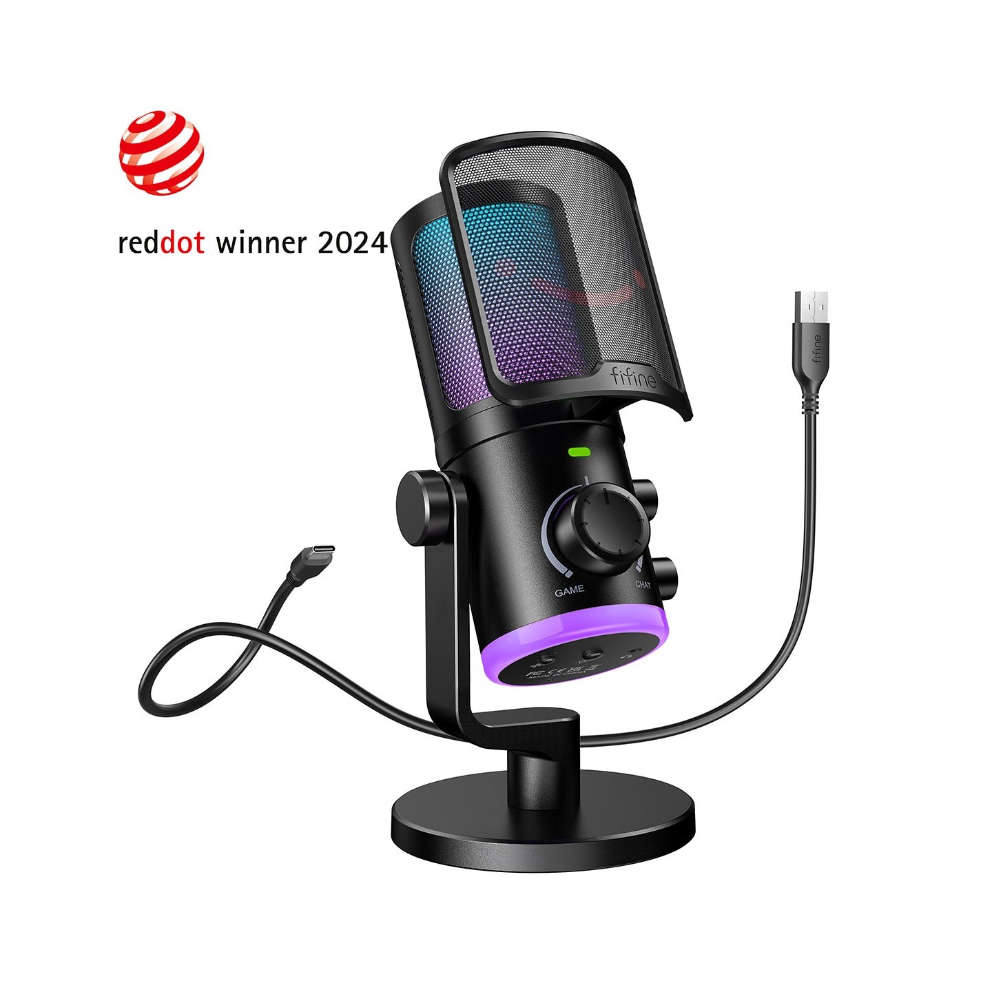 FIFINE AmpliGame AM6 – Micro à condensateur USB RGB