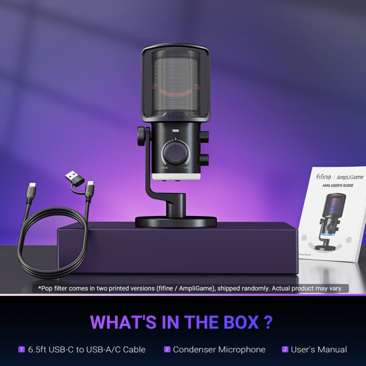 FIFINE AmpliGame AM6 – Micro à condensateur USB RGB
