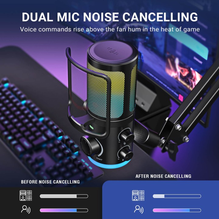 FIFINE AmpliGame AM6 – Micro à condensateur USB RGB