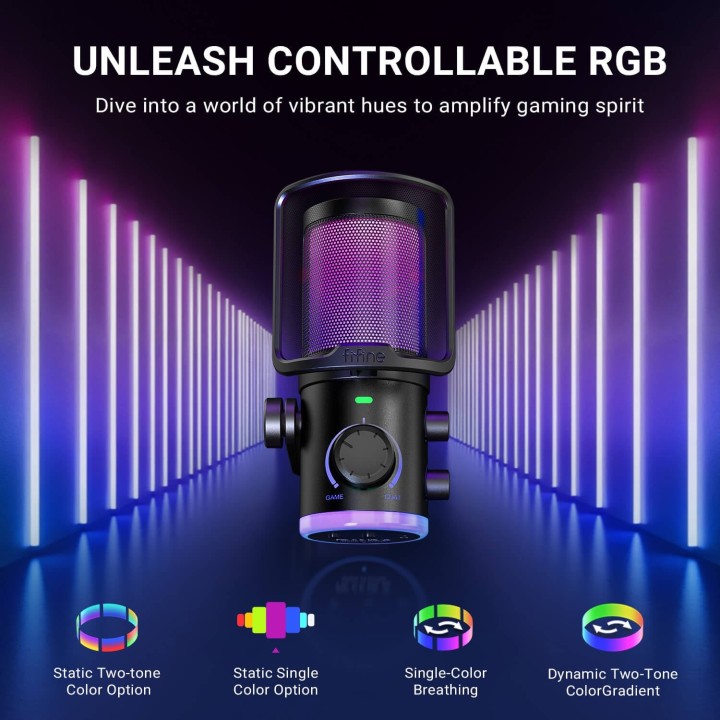 FIFINE AmpliGame AM6 – Micro à condensateur USB RGB