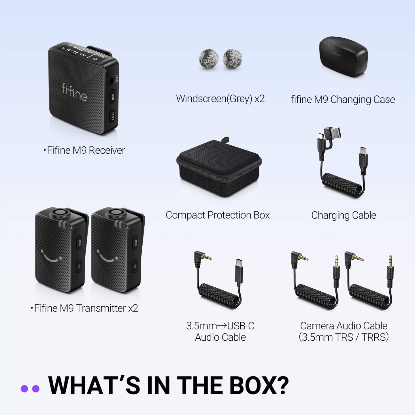 FIFINE M9 – Micros-cravates sans fil doubles avec boîtier de charge