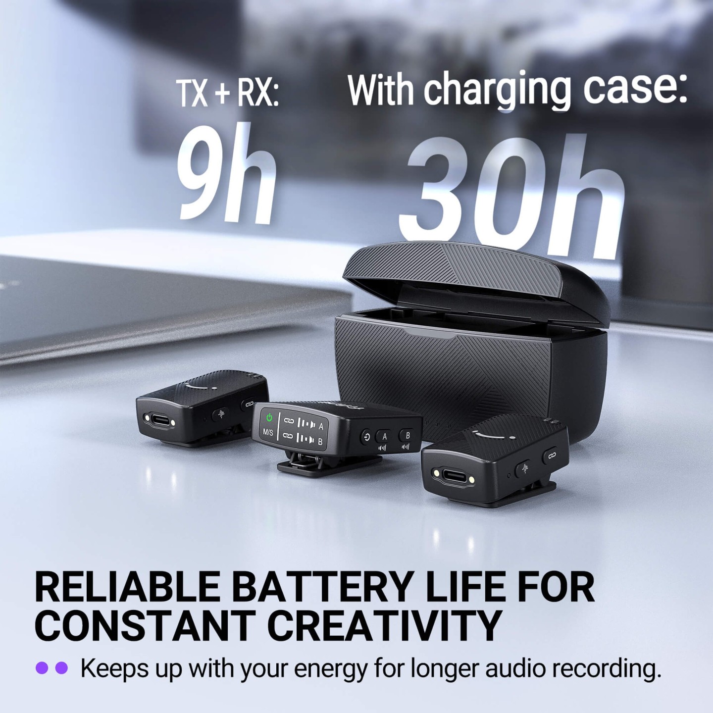 FIFINE M9 – Micros-cravates sans fil doubles avec boîtier de charge