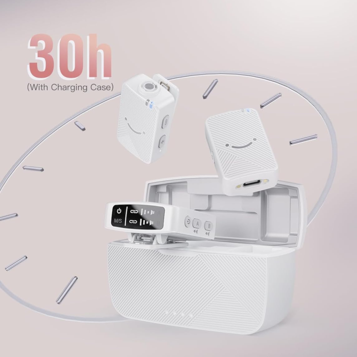FIFINE M9 – Micros-cravates sans fil doubles avec boîtier de charge