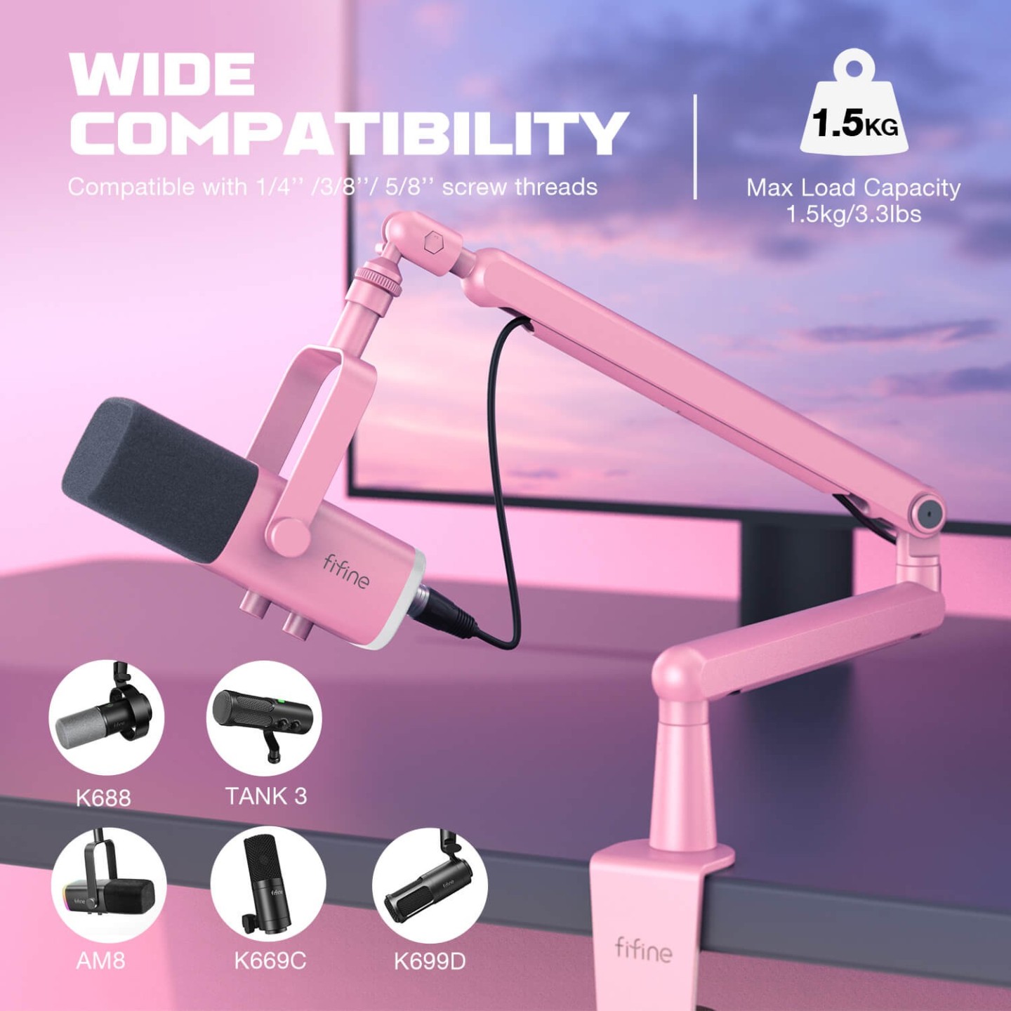 FIFINE BM88 – Bras articulé de micro à profil bas
