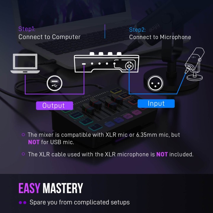 FIFINE AmpliGame SC3 – Mixeur audio gaming RGB