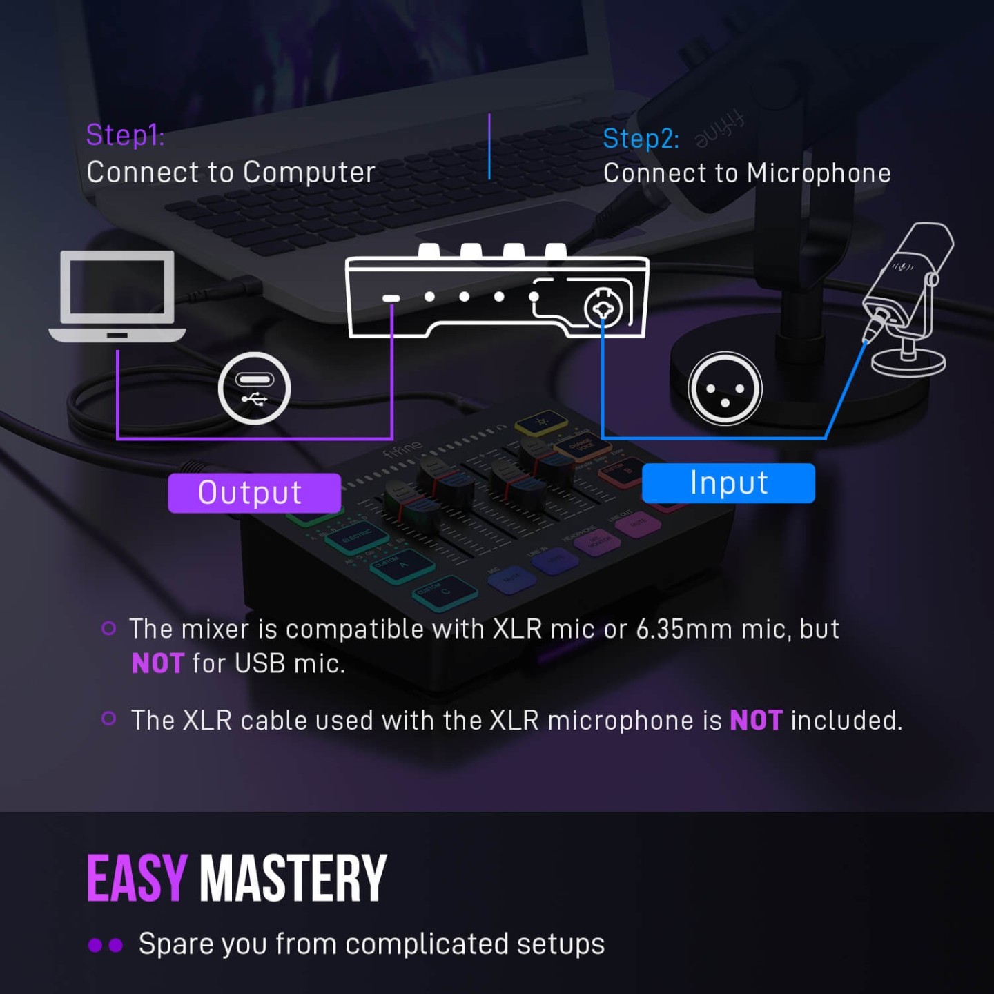 FIFINE AmpliGame SC3 – Mixeur audio gaming RGB
