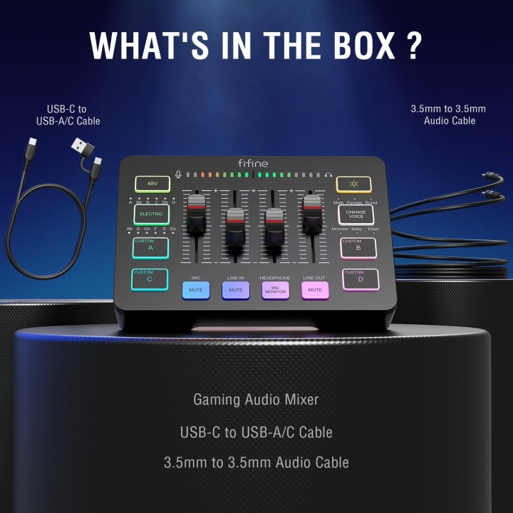 FIFINE AmpliGame SC3 – Mixeur audio gaming RGB