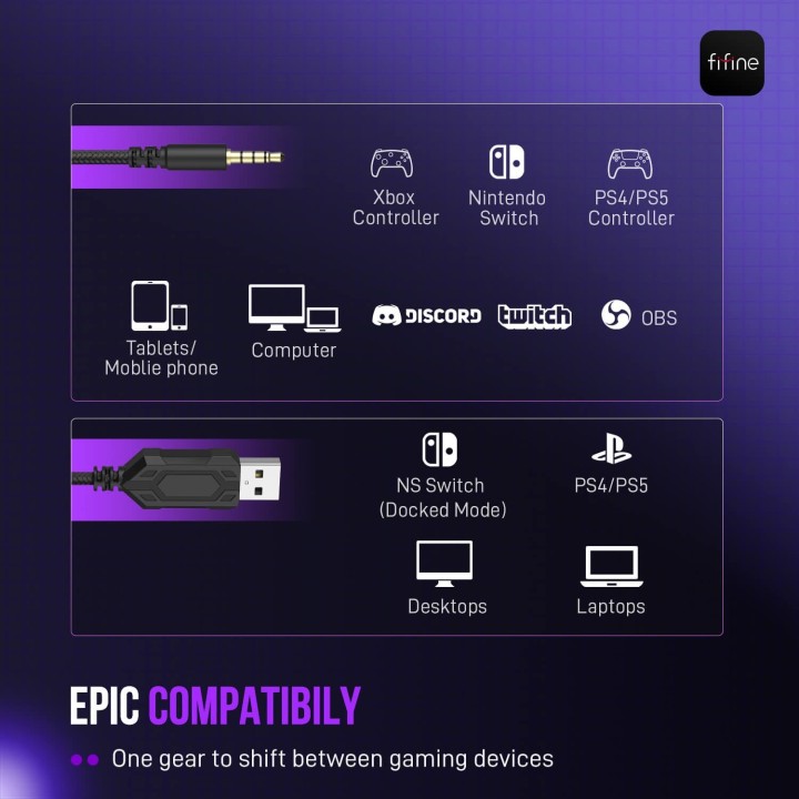 FIFINE AmpliGame H9 – Casque gaming filaire USB/3,5 mm