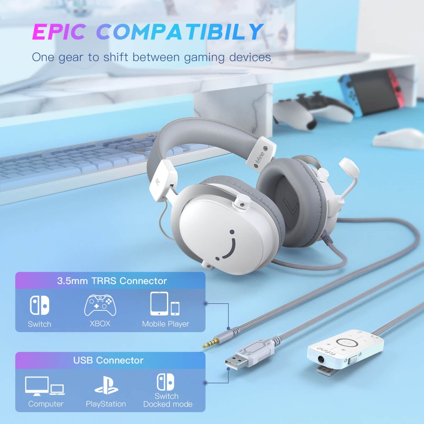 FIFINE AmpliGame H9 – Casque gaming filaire USB/3,5 mm