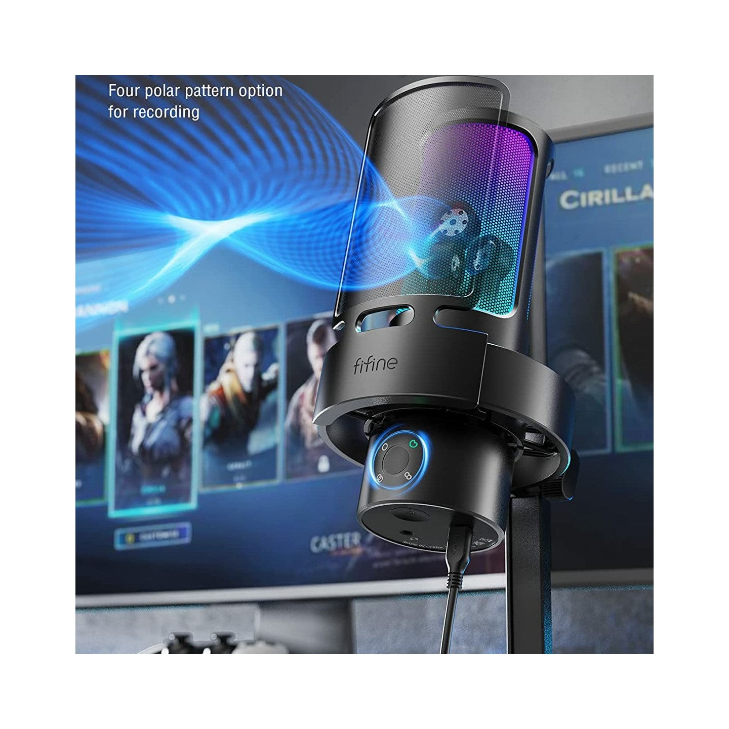 FIFINE AmpliGame A8Plus – Micro à condensateur USB RGB