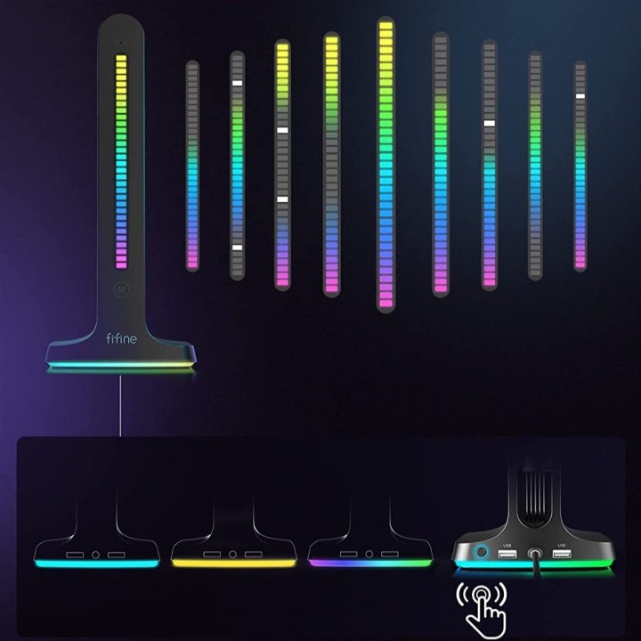 FIFINE AmpliGame S3 – Support casque gaming RGB avec 2 ports USB