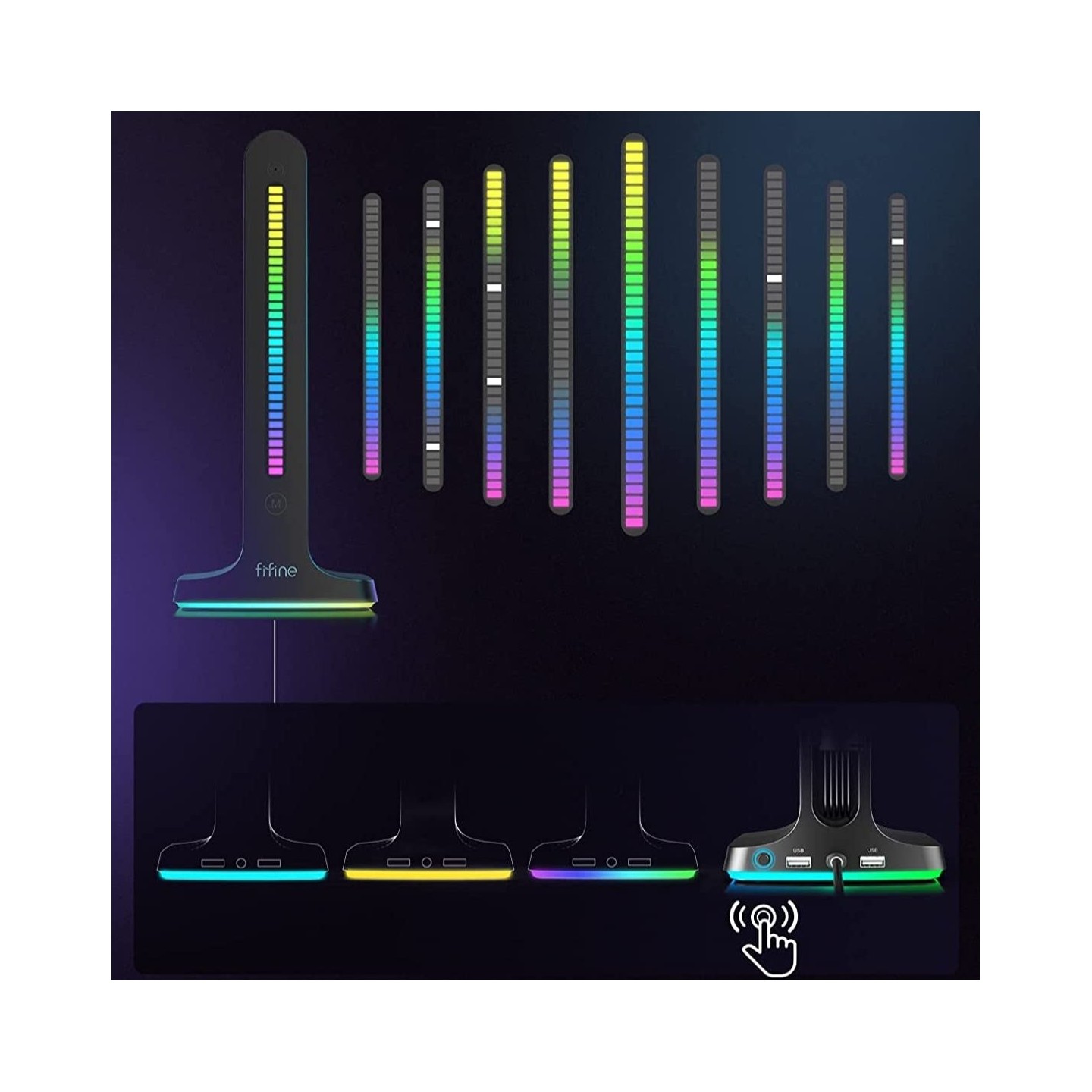 FIFINE AmpliGame S3 – Support casque gaming RGB avec 2 ports USB