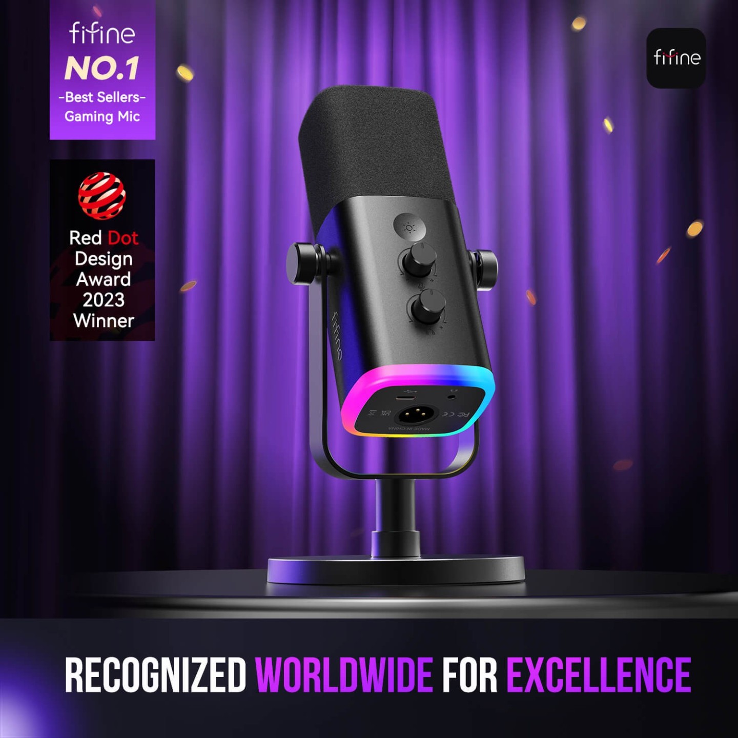 FIFINE AmpliGame AM8 – Micro dynamique USB/XLR RGB