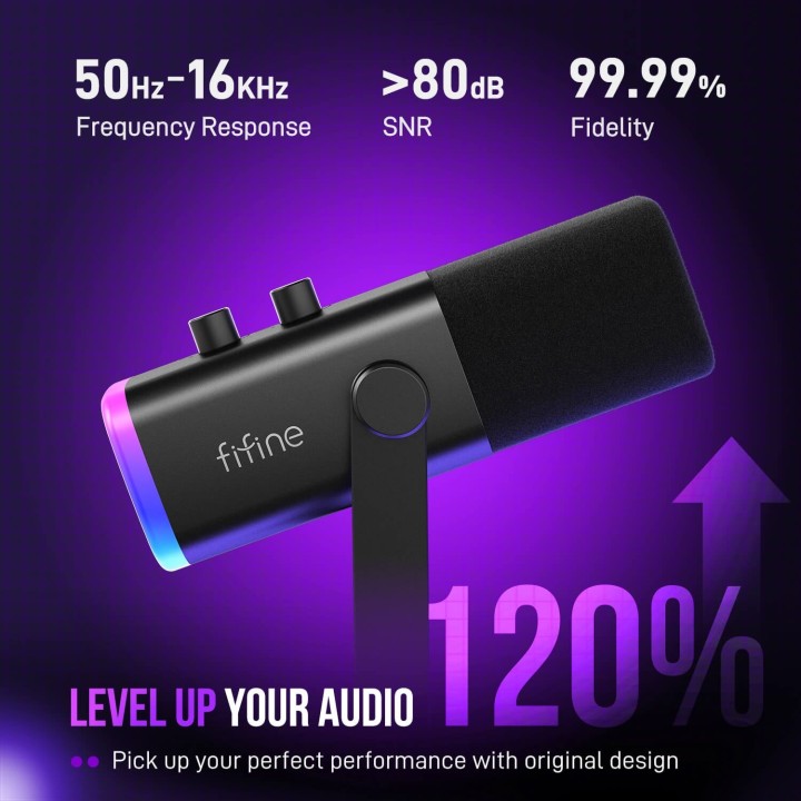 FIFINE AmpliGame AM8 – Micro dynamique USB/XLR RGB