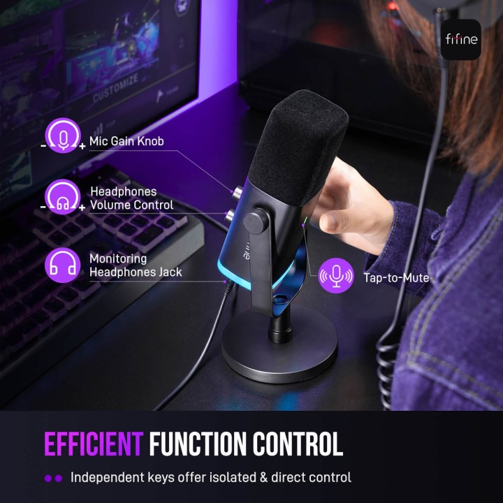 FIFINE AmpliGame AM8 – Micro dynamique USB/XLR RGB
