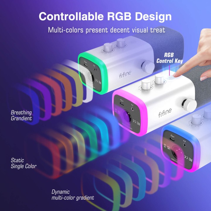 FIFINE AmpliGame AM8 – Micro dynamique USB/XLR RGB